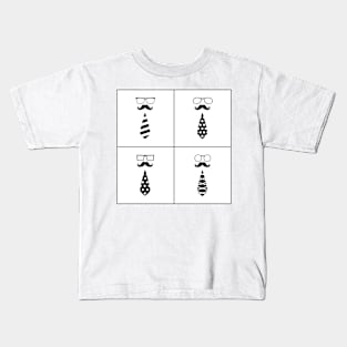 Clerk with mustaches and eyeglasses caricature Kids T-Shirt